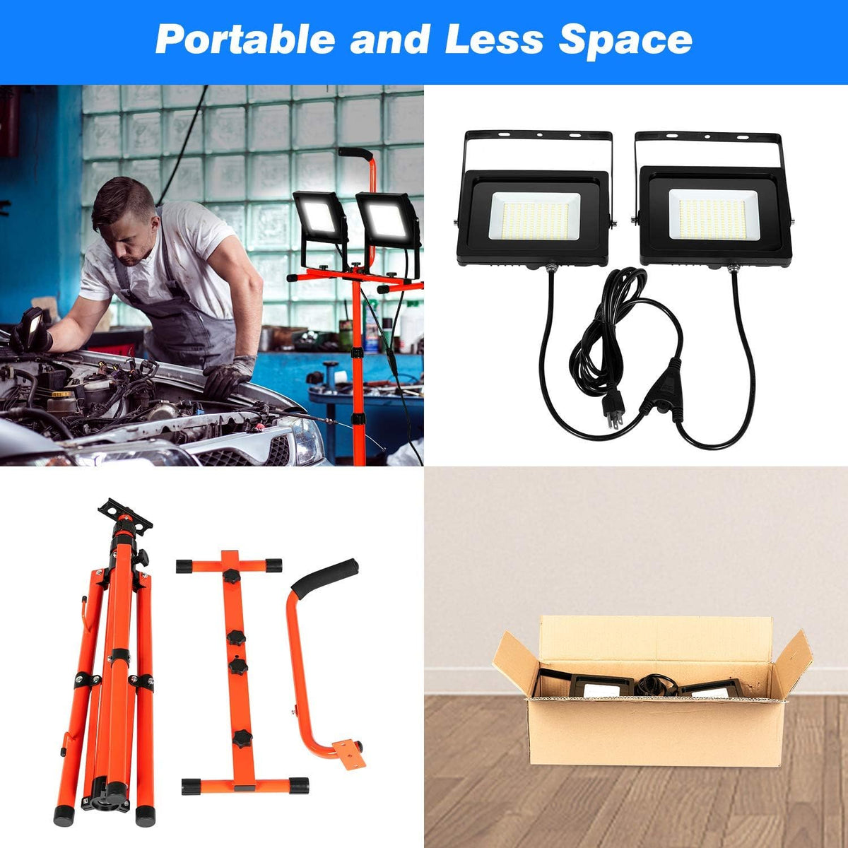 20000 Lumen LED Work Light With Stand 200W 5000K IP65 (2 pack) B6871
