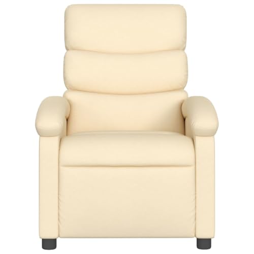 Cream Fabric Recliner Chair with Manual Adjustment L51858