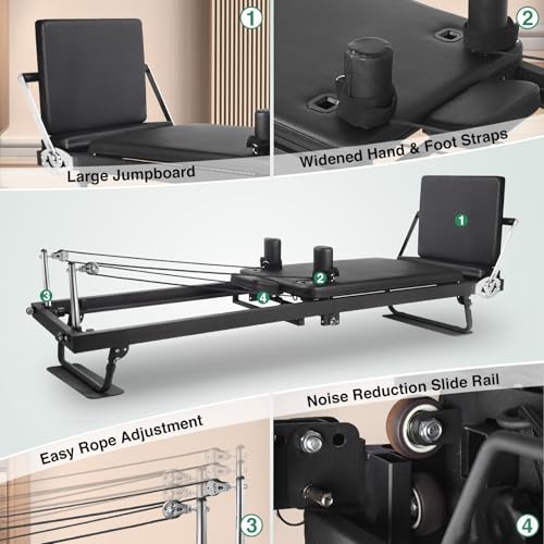 91.5inch Foldable Pilates Reformer with Pilates Ring Circle & Headrest, Jumpboard, Dual Resistance Springs Z5547