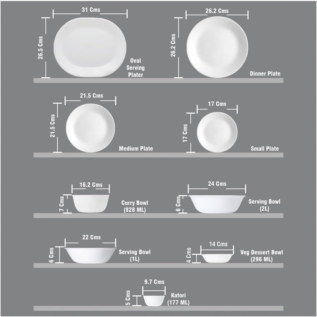 30 Pcs White Glass Dinner Set N779