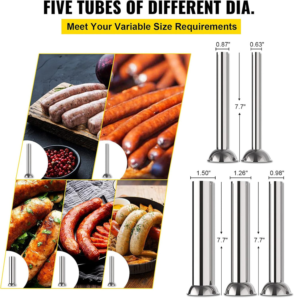 Electric Sausage Stuffer 10L Capacity, Vertical Meat Stuffer Variable Speed, Stainless Steel Sausage Filler with 4 Sausage Tubes O9771