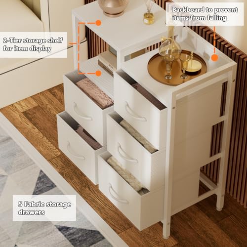 5 Drawer Black Fabric Dresser with Metal Frame H7177