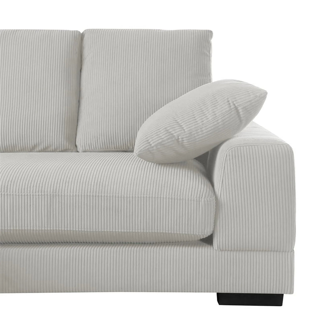 Cream Corduroy Convertible Sofa R4167