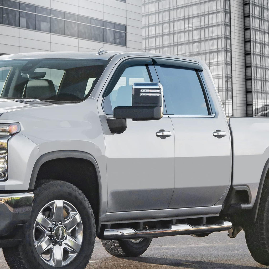 Rain Guards for Chevrolet Silverado GMC Sierra 2500HD Crew Cab, Tape-on Window Deflectors, 4pcs Q57796