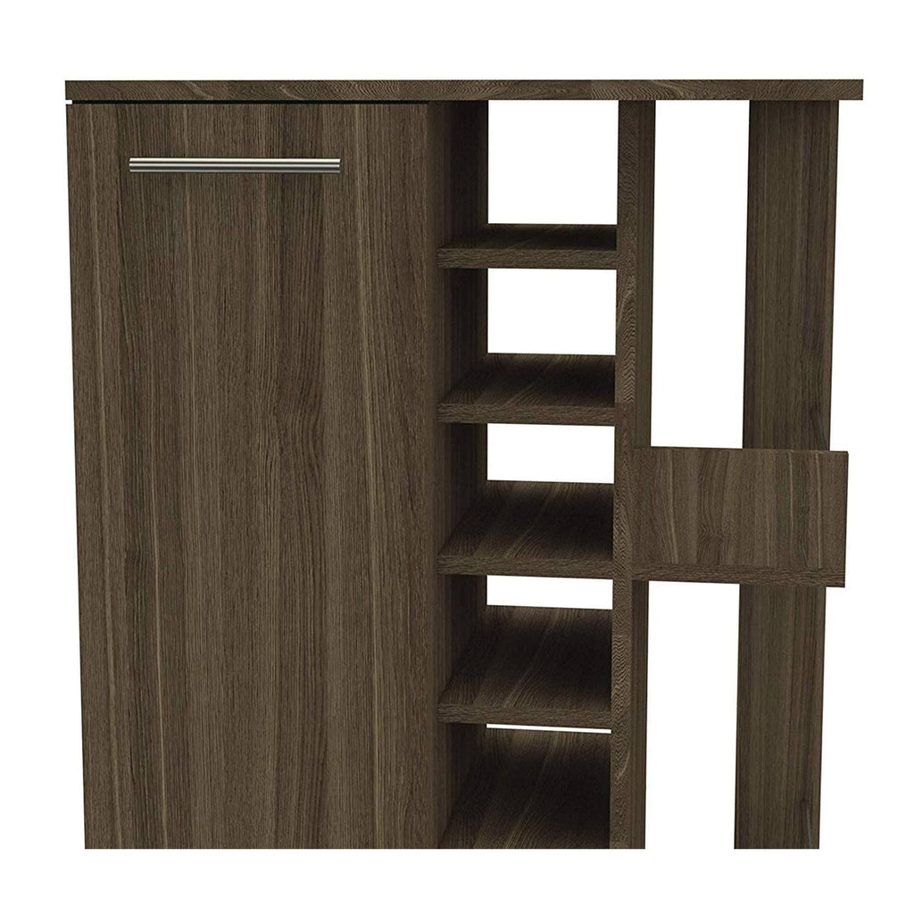 Weathered Oak Bar Cart Cabinet Q938