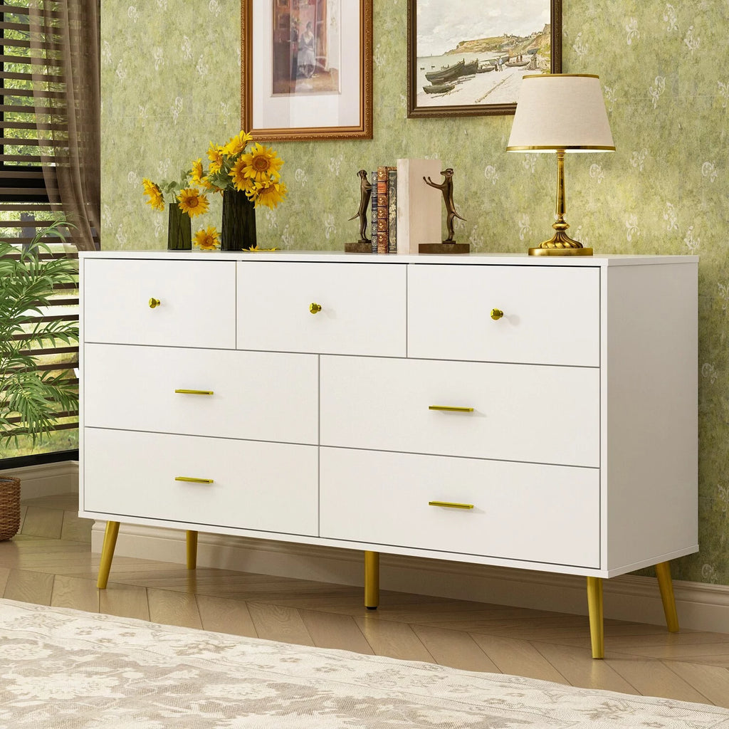 White 7 Drawer Dresser P152945