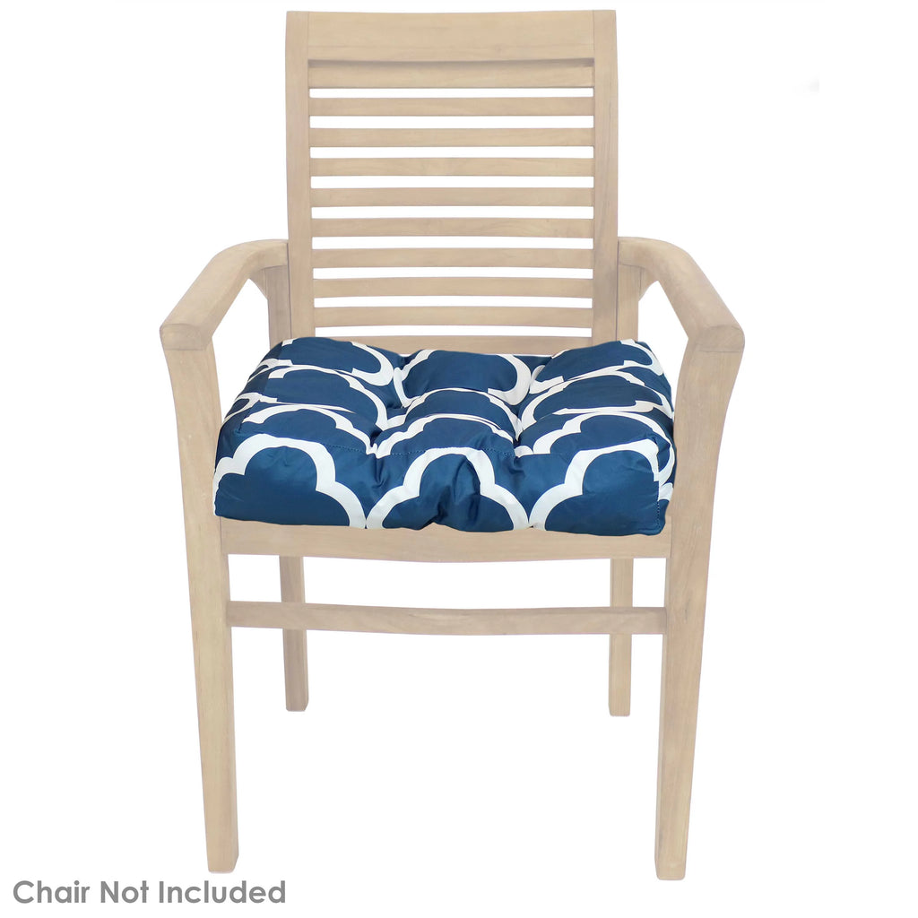 Square Tufted Patio Chair Seat and Back Cushions - 20" - Navy Blue and White - 2pk F229056