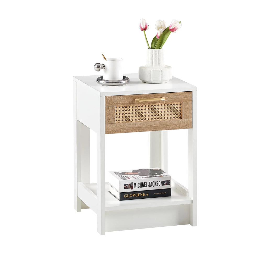 Rattan 1 Drawer Nightstand with Open Shelf O8129