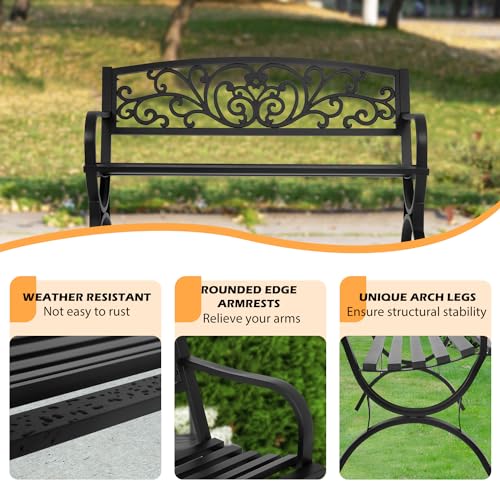 Black Metal Loveseat Bench D22605