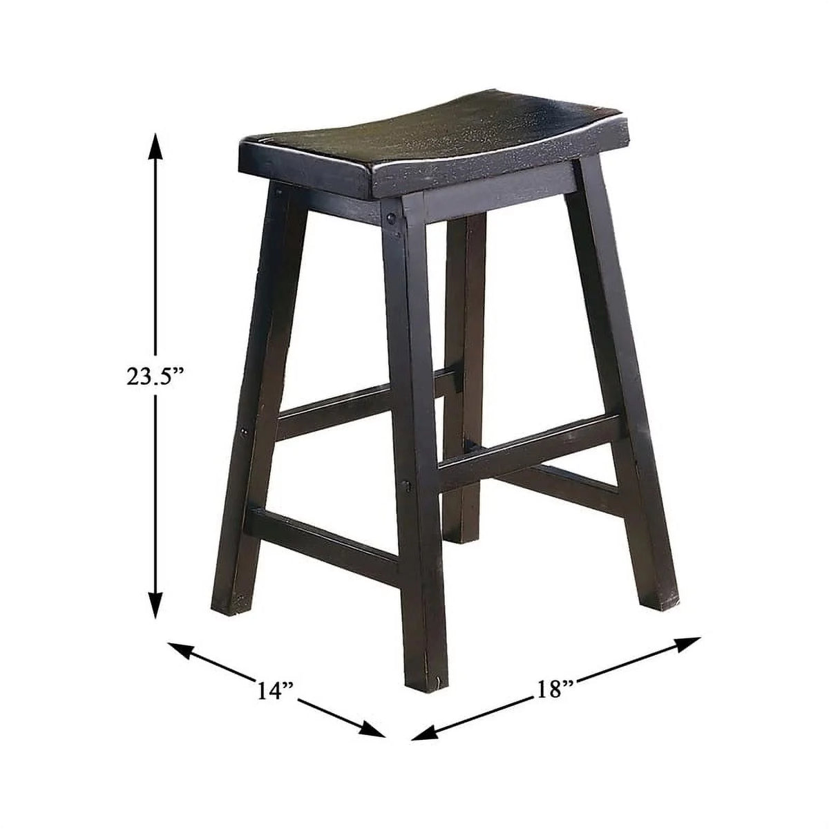 Black Solid Wood Counter Stool Set of 2 D438001