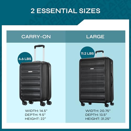 Black 3 Piece Hardshell Spinner Luggage Set H3431