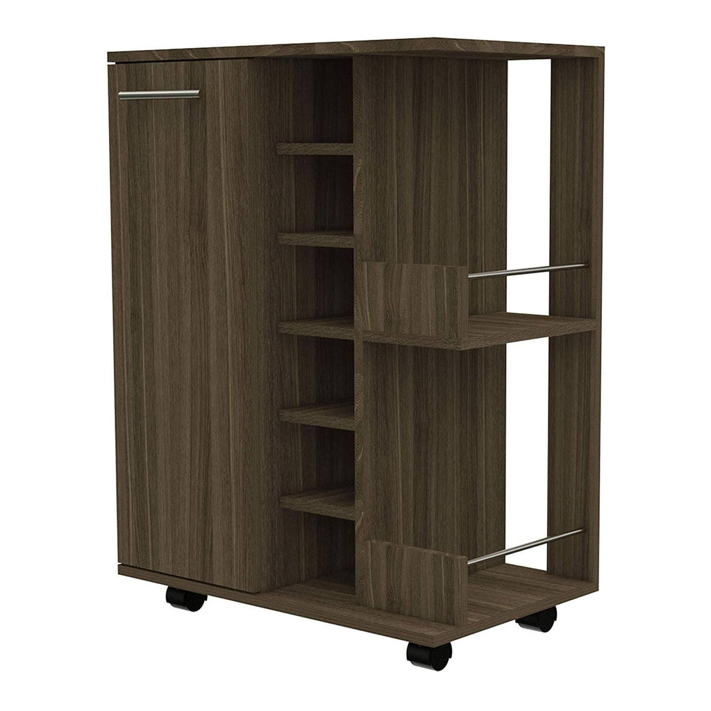 Weathered Oak Bar Cart Cabinet Q938