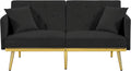 Black Convertible Futon Sofa Bed with Side Pocket O469