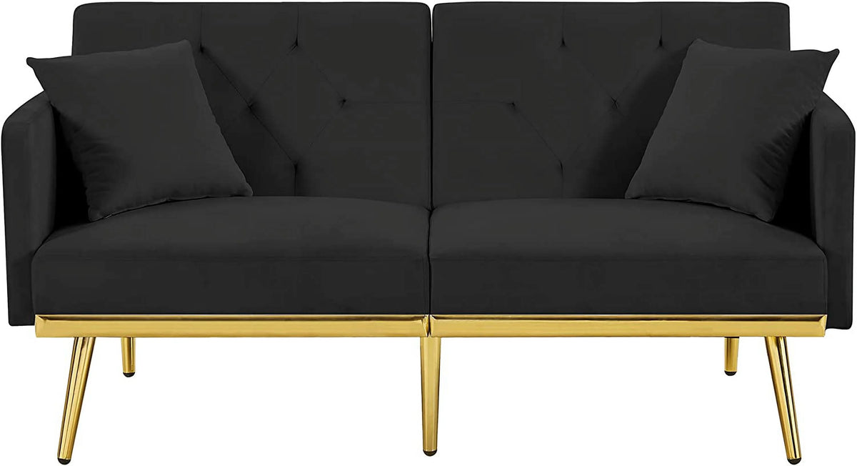 Black Convertible Futon Sofa Bed with Side Pocket O469