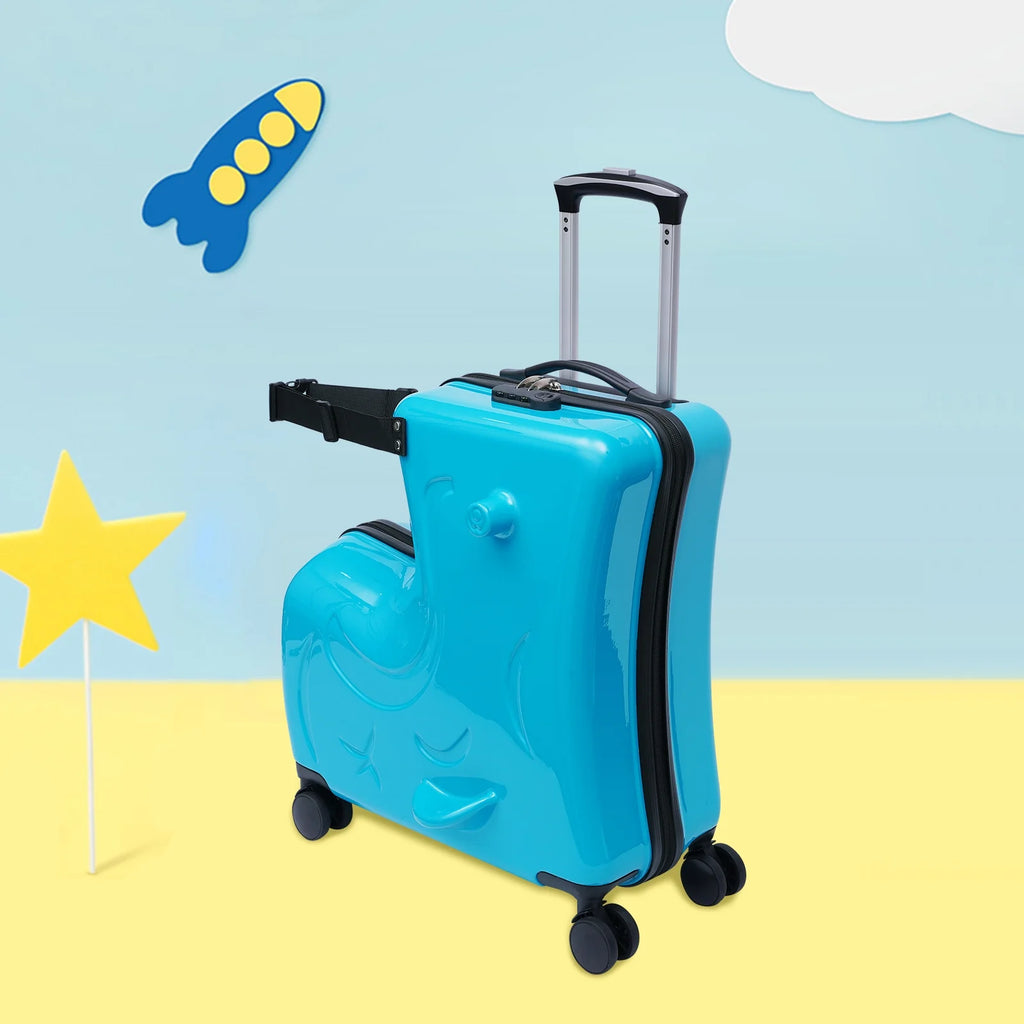20" Kids Ride On Hard Luggage Suitcase Blue J880