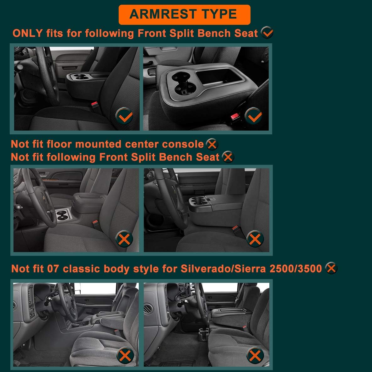 Black Center Console Cover Pack of 2 C1105