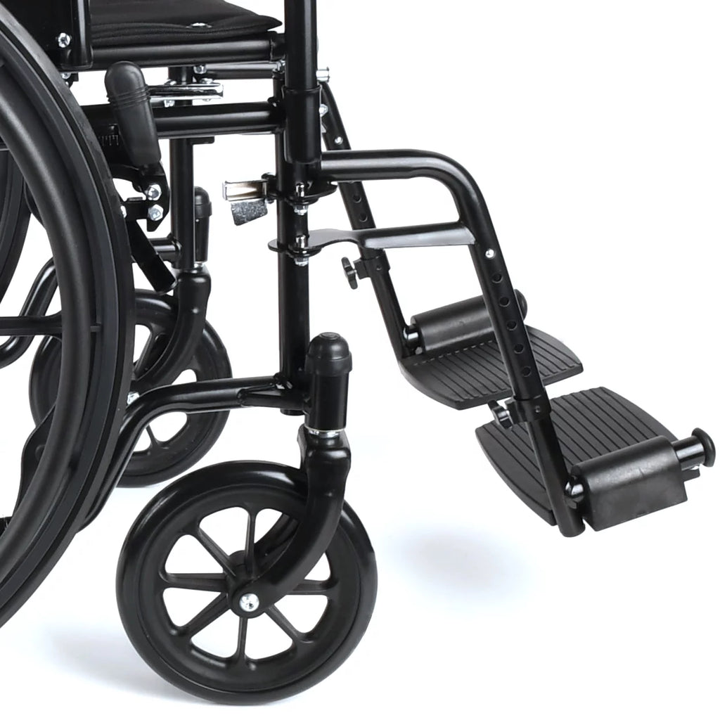Lightweight Foldable Steel Wheelchair with 18" Seat and Swing-Away Footrests N683