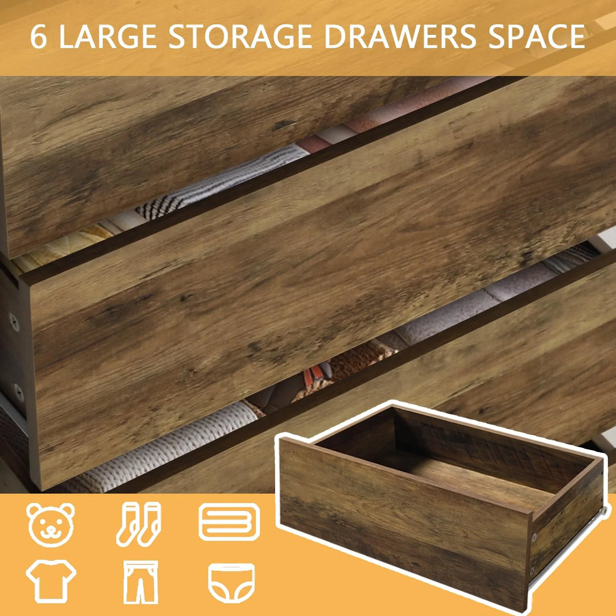 Walnut 4 Drawer Wood Dresser B453