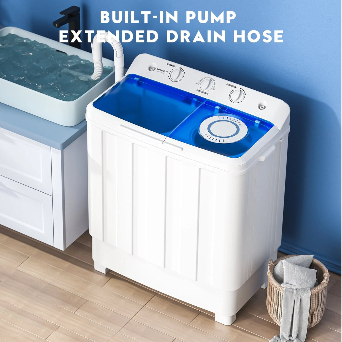 Portable 28lbs Twin Tub Compact Semi-Automatic Washer Spinner Combo A4395