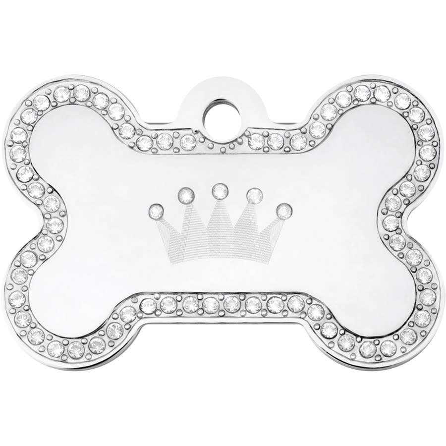 Dog Tag with Crown and Crystals J59350