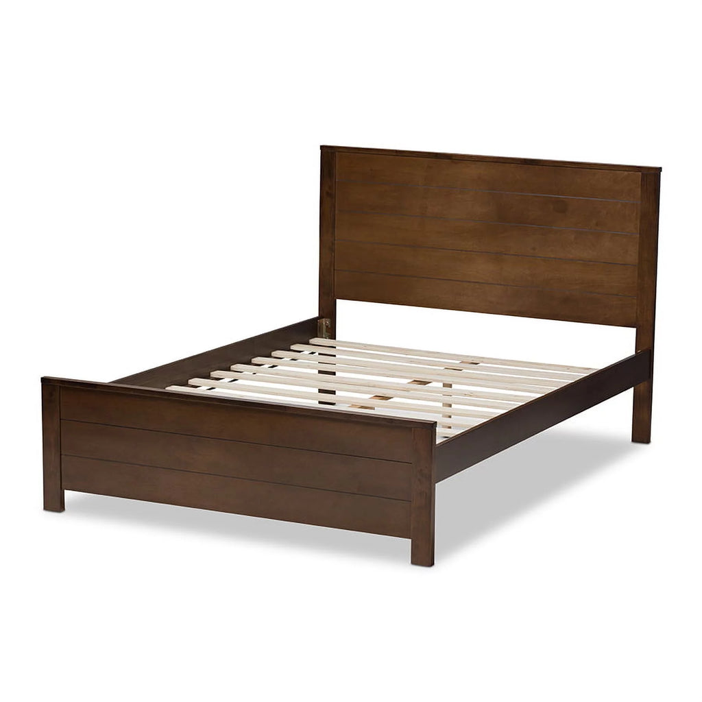Brown-Finished Wood Twin Platform Bed M243