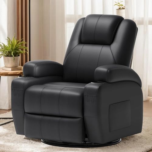 Brown Leather Swivel Rocker Recliner Chair M31772