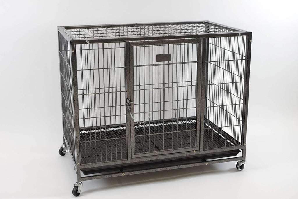 Heavy Duty Metal Open Top Cage with Floor Grid, Casters and Tray C548