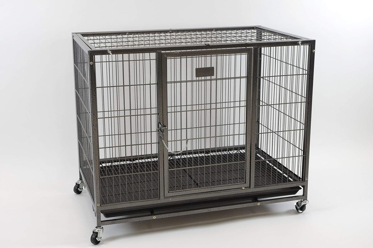Heavy Duty Metal Open Top Cage with Floor Grid, Casters and Tray C548