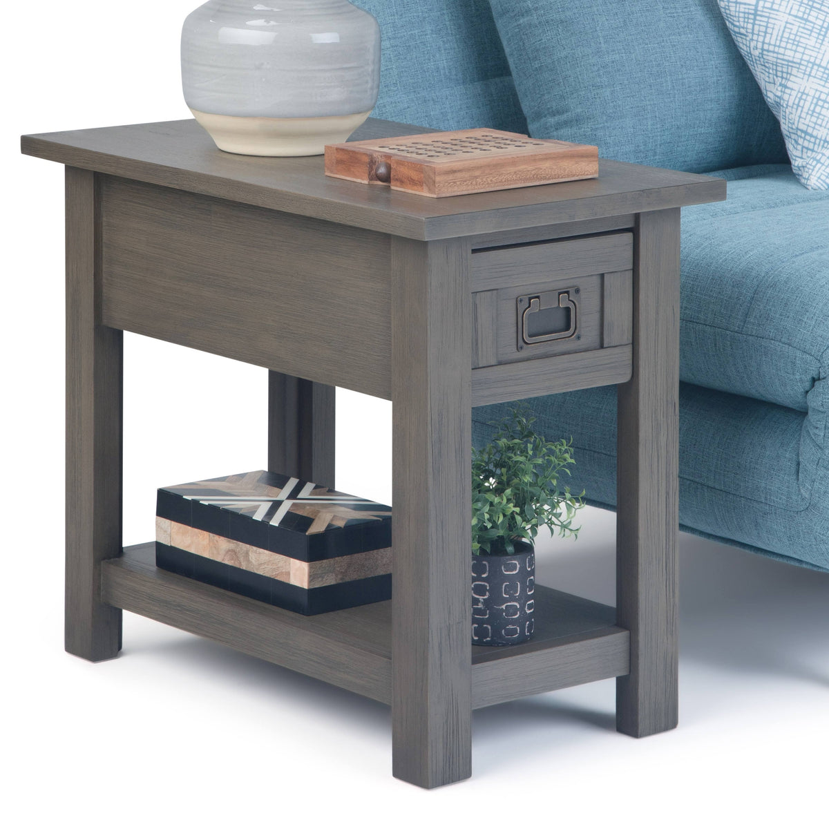 Solid Acacia Wood Narrow Side Table L386