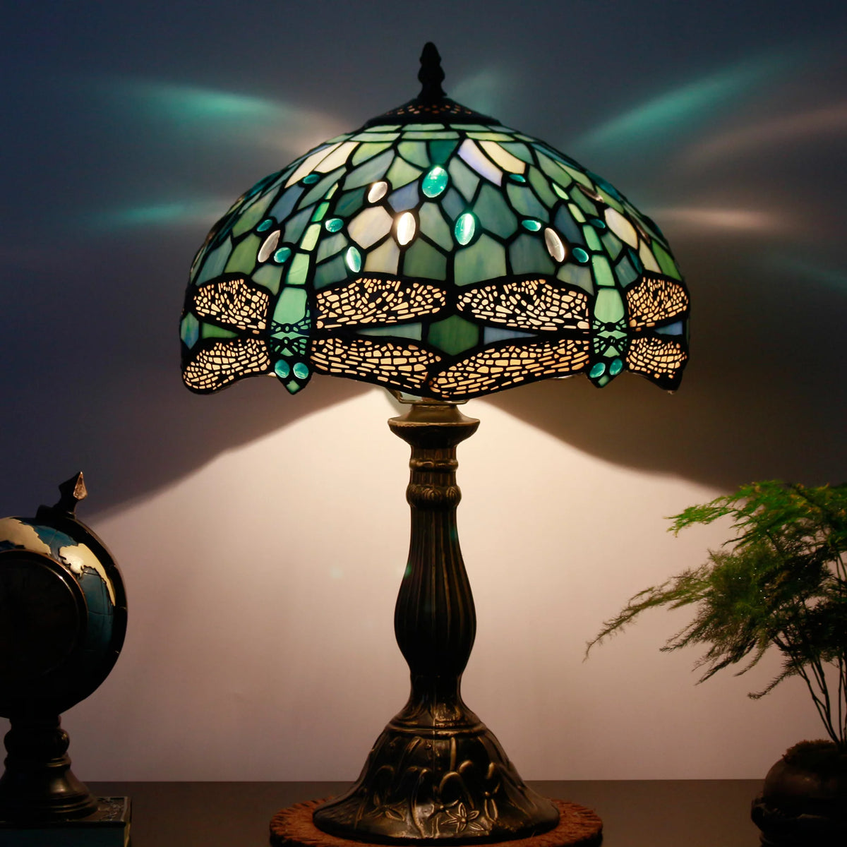 Sea Blue Stained Glass Table Lamp 18" Tall J26510