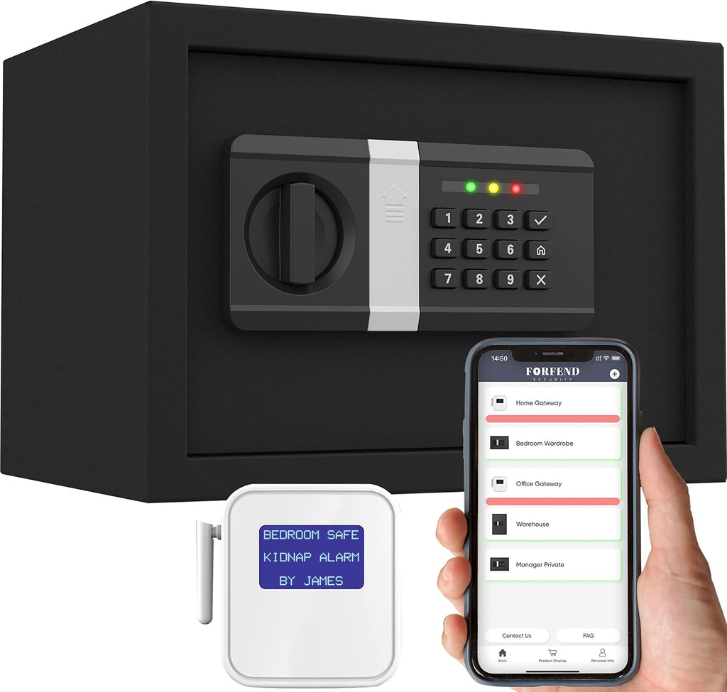 Smart Safe Box with App Remote Control, WiFi Gateway, Kidnap Alarm, Tamper Detection, Wall Mounted Home Safe D739586