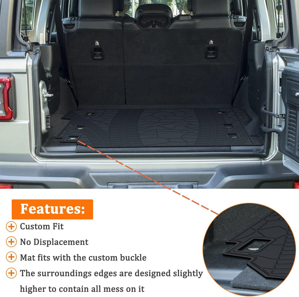 Cargo Mat for Jeep Wrangler JL 4 Door All-Weather Trunk Mat Cargo Liners B9389
