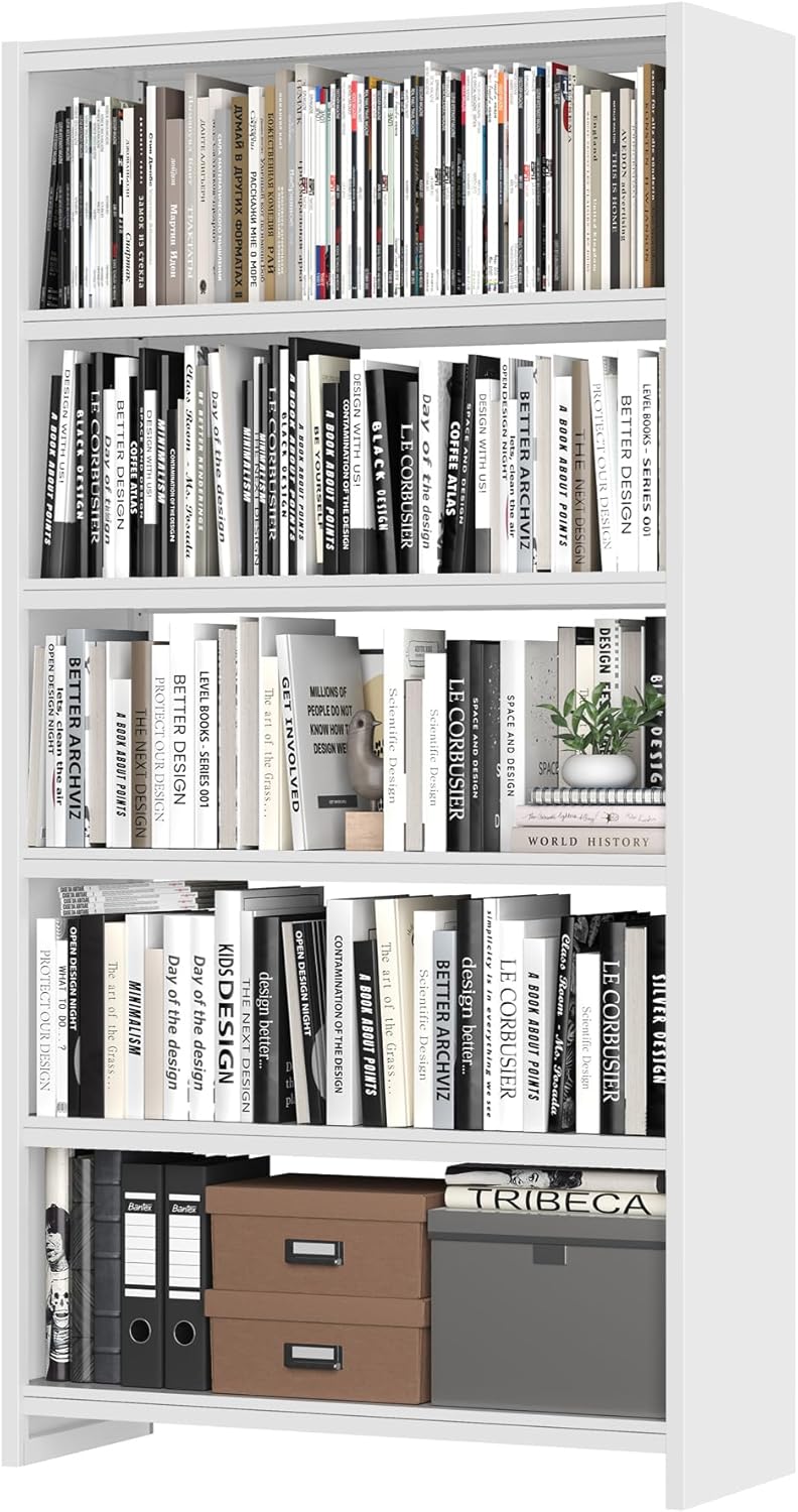 White 5 Tier Metal Bookcase F154