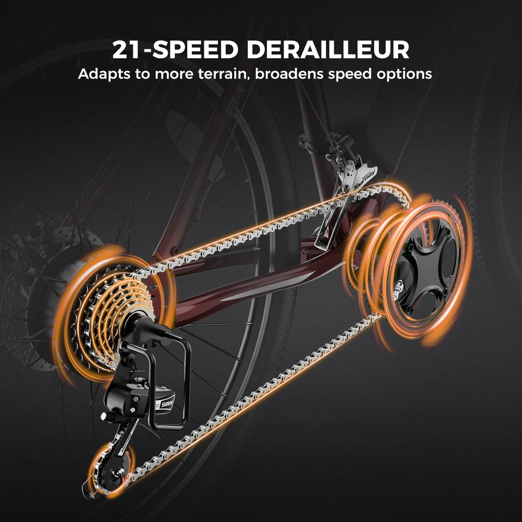 26 Electric Bike with 500W Motor, 36V 12.5Ah Battery, 21 Speed N592