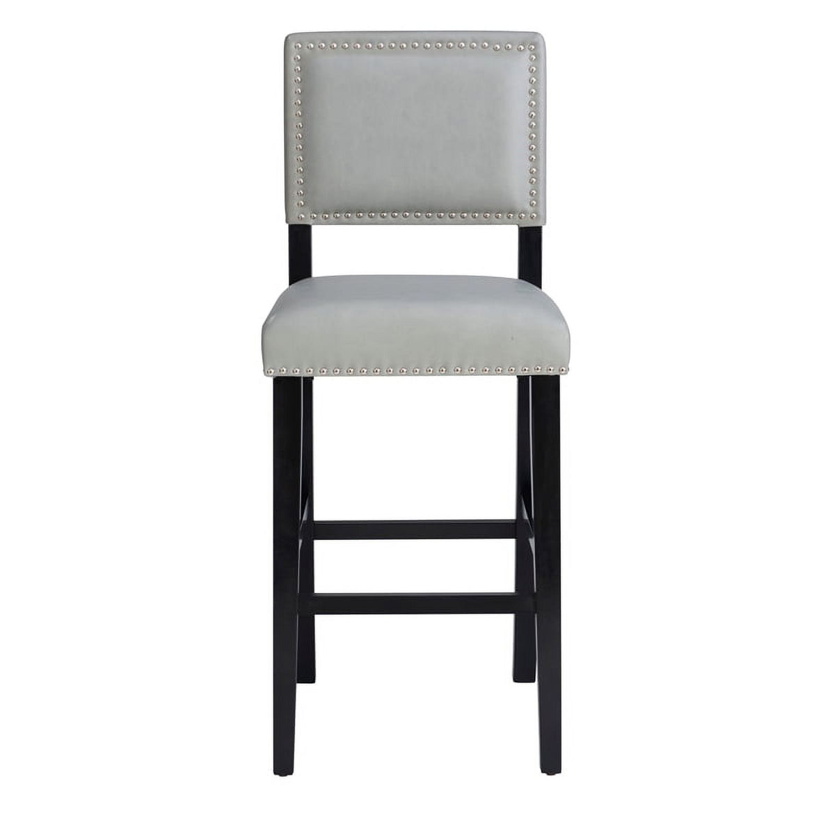 30" Faux Leather & Wood Bar Stool in Dove Gray/Black U301910