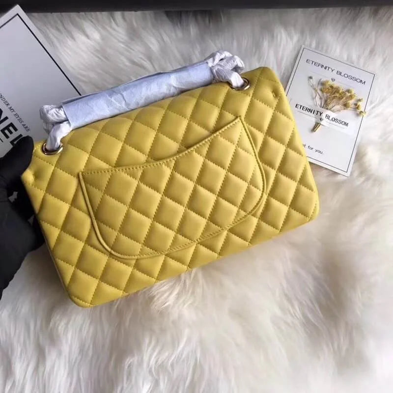 Yellow Lambskin Leather Flap Bag M4629