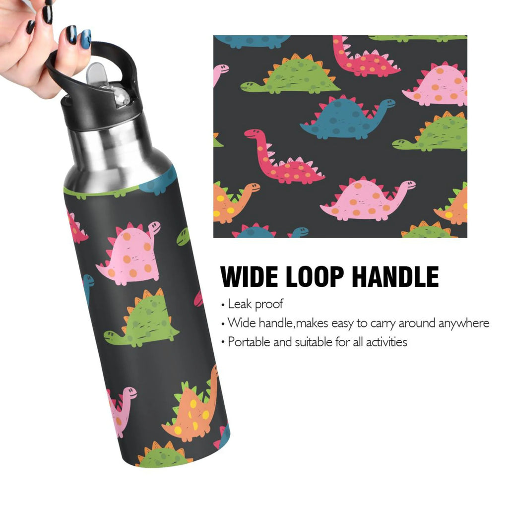 Rainbow Dinosaur Stainless Steel Insulated Water Bottle H7167