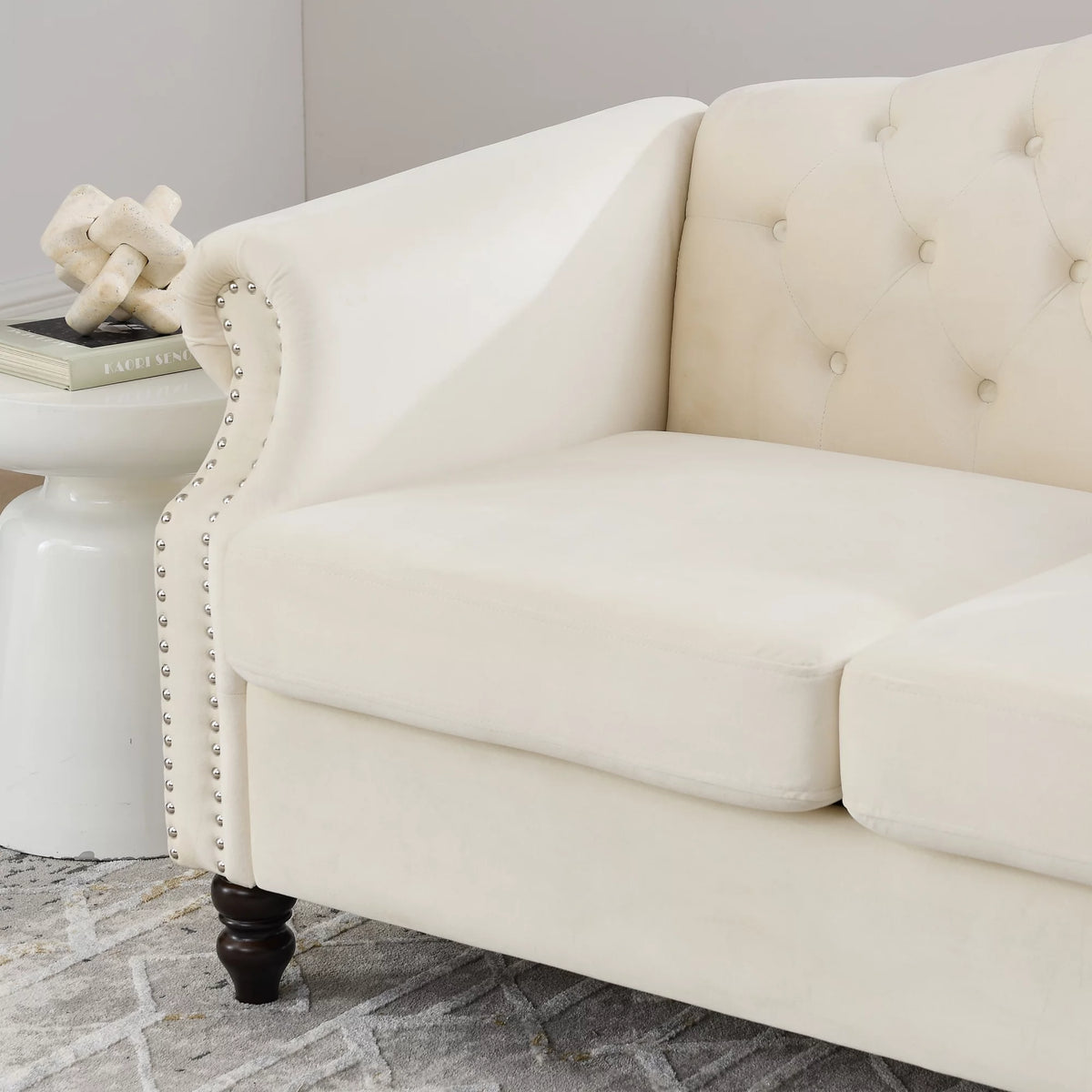 Grey Velvet 2 Seater Chesterfield Sofa T84773