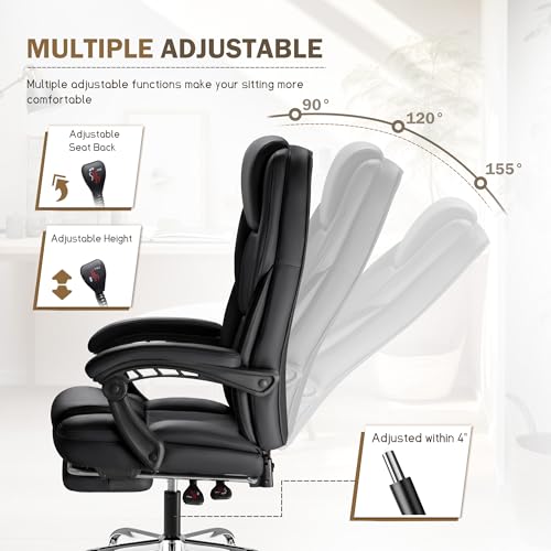 Brown Leather Ergonomic High Back Office Chair with Footrest F68656