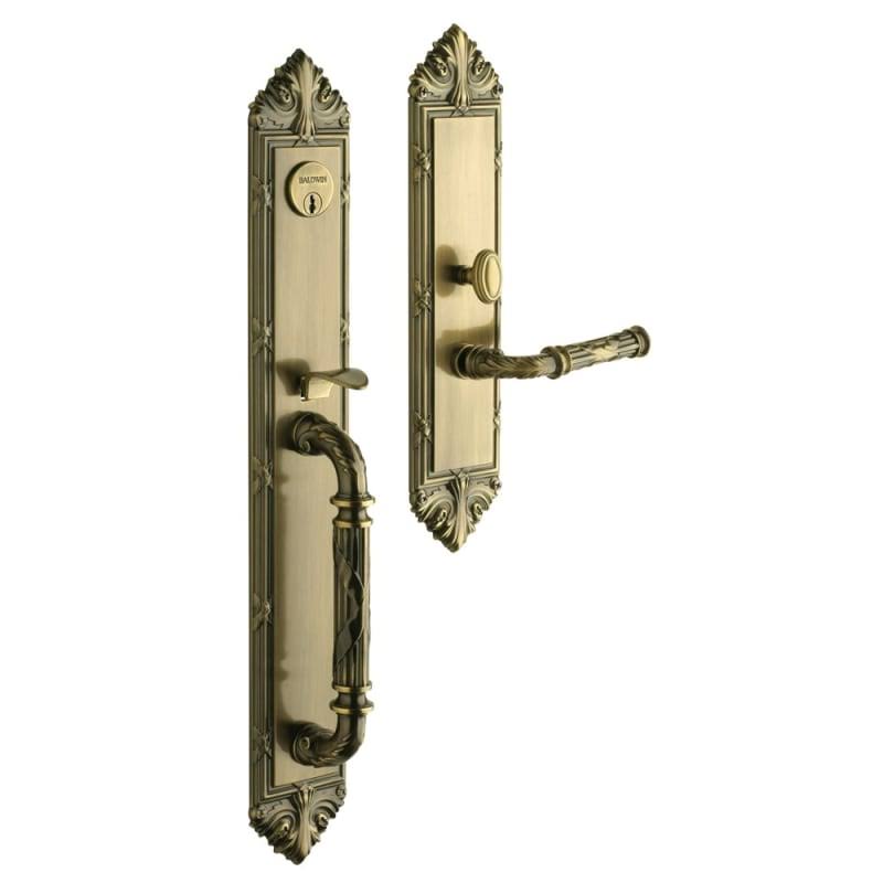 Satin Brass and Black Single Cylinder Mortise Handleset Trim Set D3543
