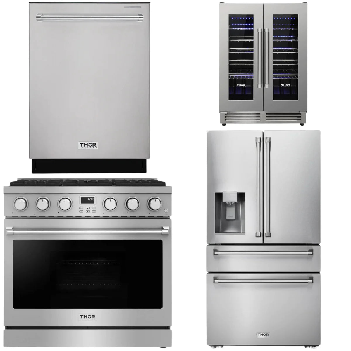 36 Gas Range, Refrigerator, Dishwasher and Wine Cooler A294230