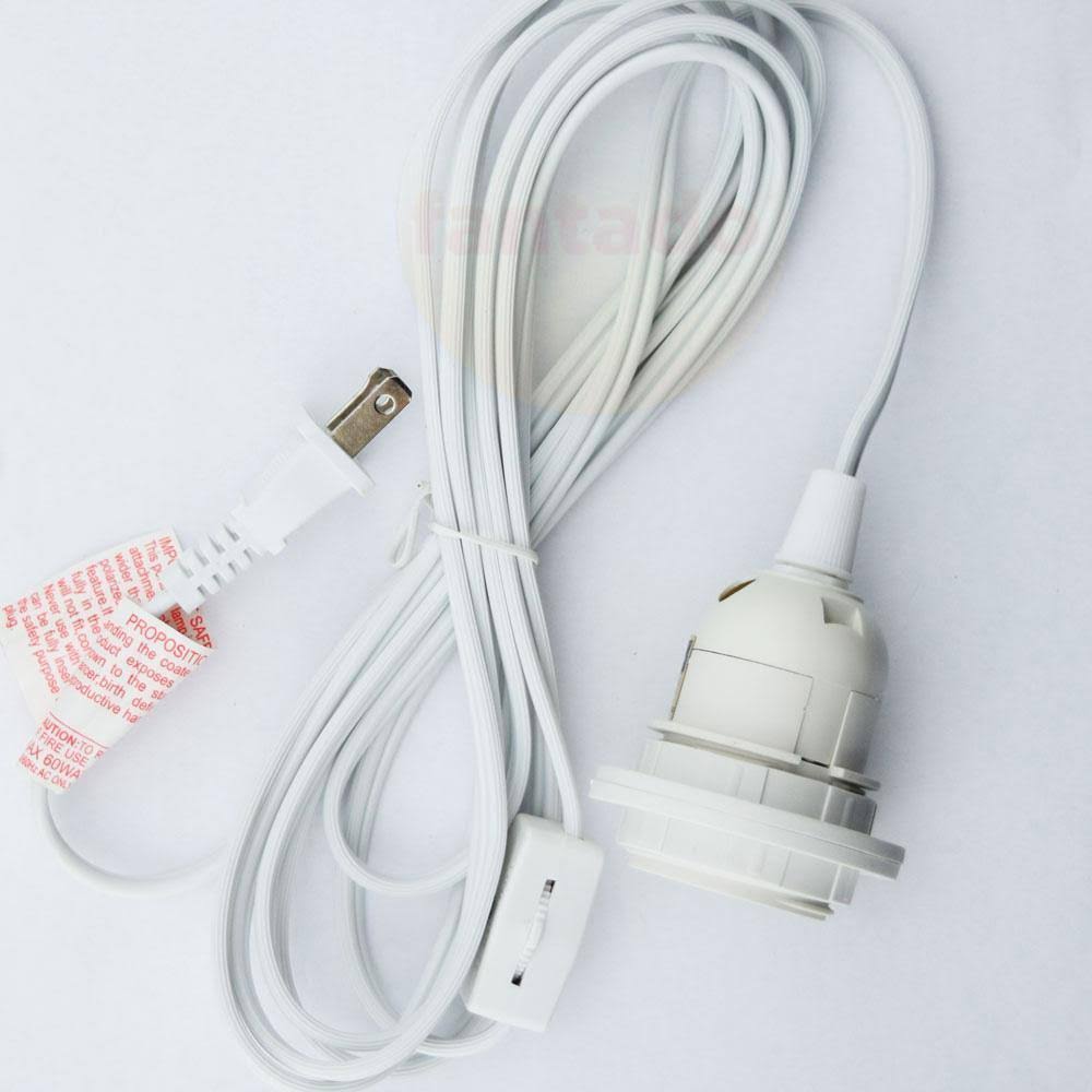 10 Pack Single Socket Pendant Light Cord Kits 15ft White K515