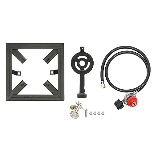 Portable Double Propane Gas Burner Cast Iron Stove with 1.5m Propane Regulator Hose L621039