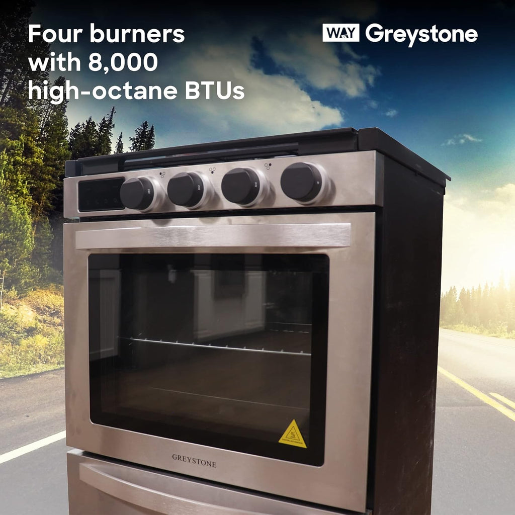 21 Inch Freestanding RV Gas Range Stove and Oven Combo 3 Burners Stainless Steel D559866