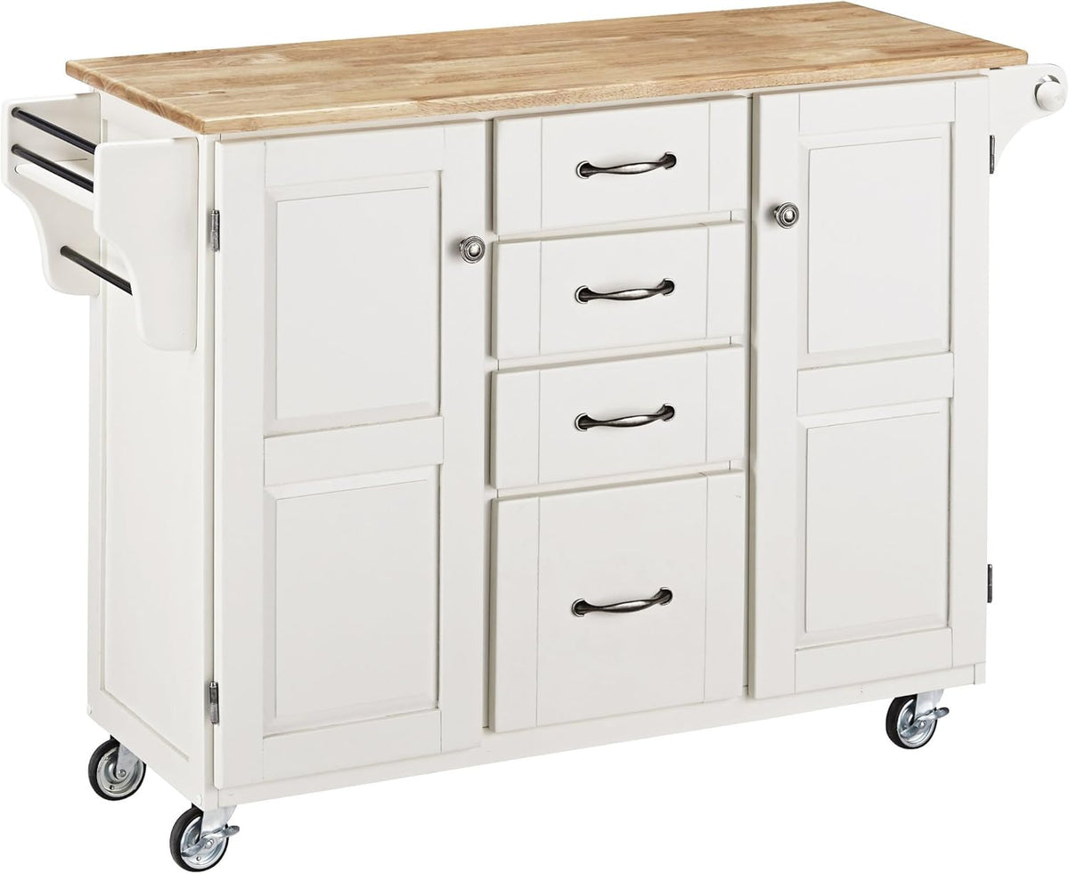 Warm Oak 2 Door Kitchen Cart with Natural Wood Top G955518
