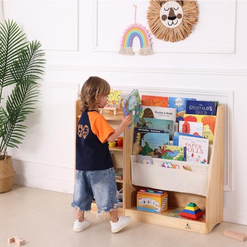 4-Tier Kids Wooden Bookshelf (Natural) T342068
