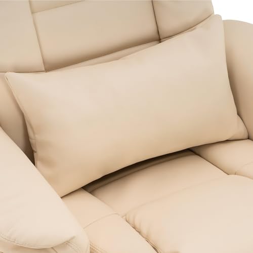 Cream White Faux Leather Recliner Chair with Ottoman J288765