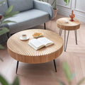 Round Natural Finish Nesting Coffee Table Set Z871