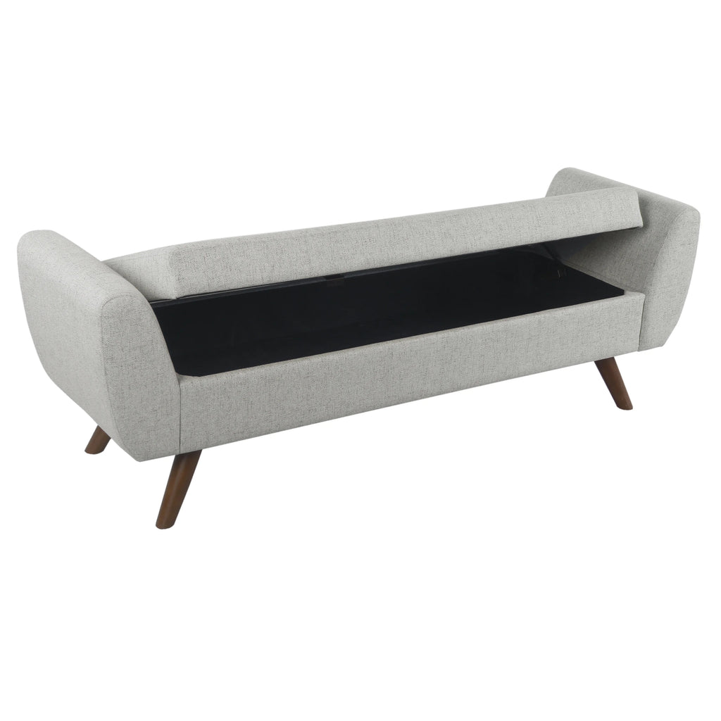 Gray Woven Storage Bench with Wood Legs S79245
