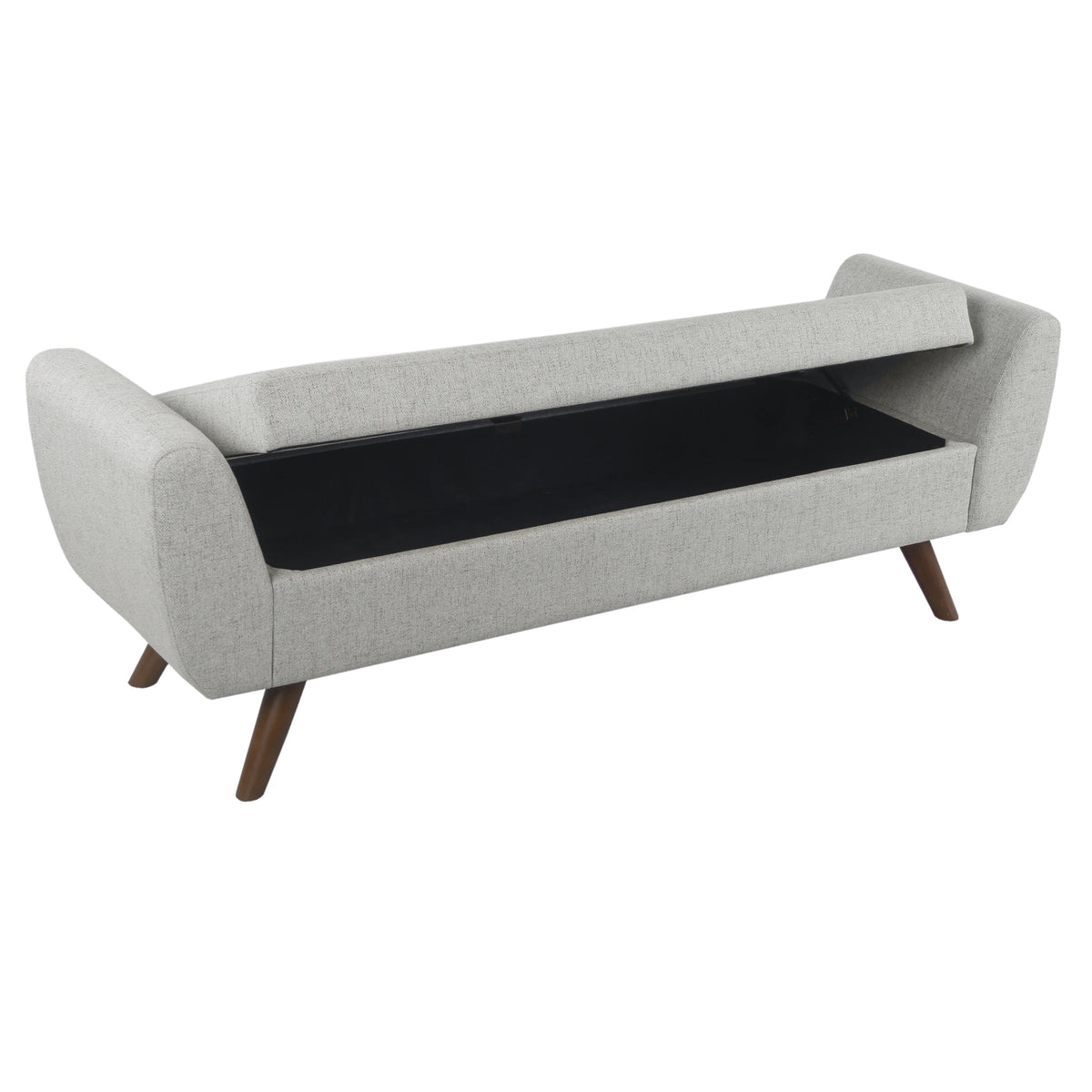 Gray Woven Storage Bench with Wood Legs S79245
